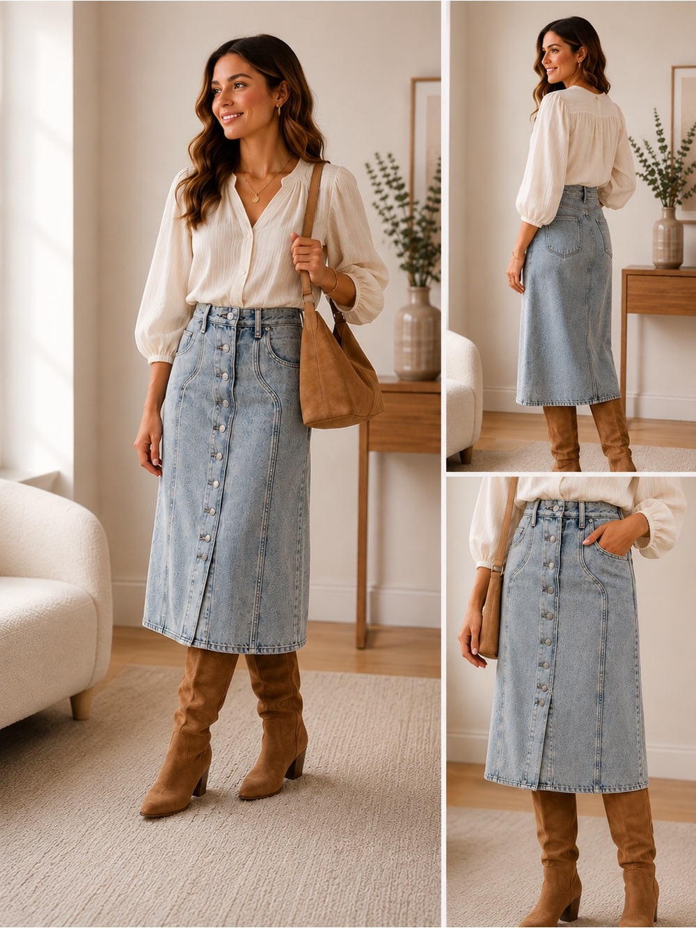 Isabel Marant Etoile Vandy Acid Wash Button Front Denim Midi Skirt FR 36